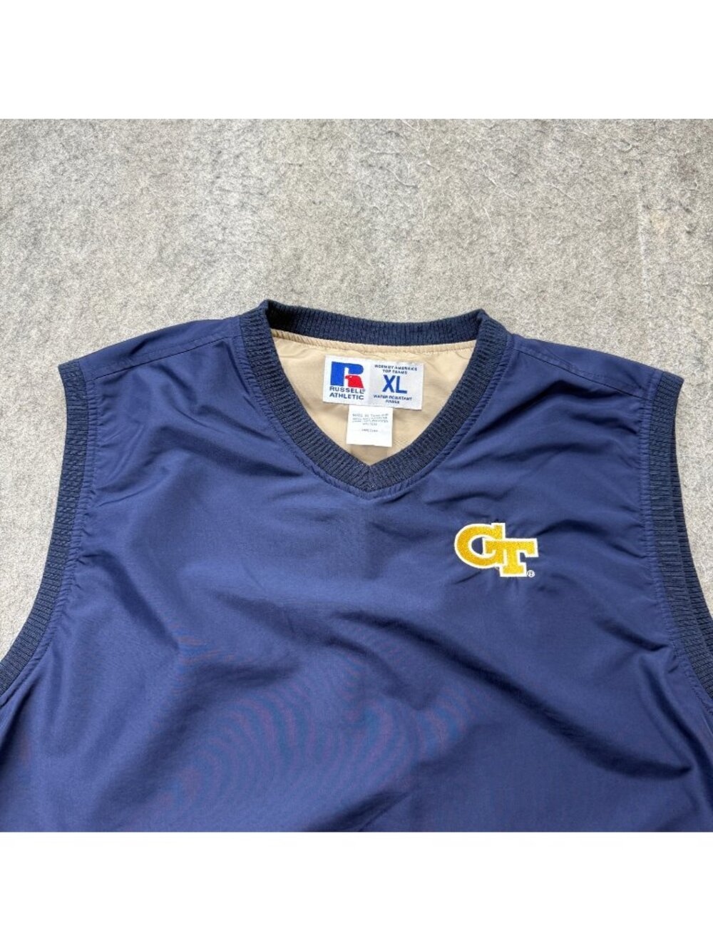 Georgia Tech Yellow Jackets Russell Athletic Windbreaker Vest Men XL Blue Team